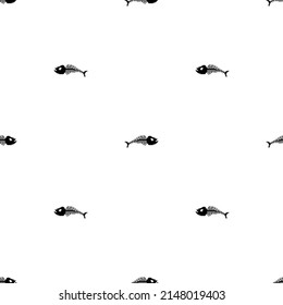 Fish skeleton pixel art pattern seamless. 8 bit Fish skull background. pixelated Vector texture