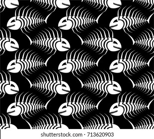 Fish skeleton seamless pattern