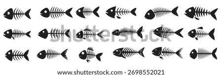fish skeleton silhouette vector illustration