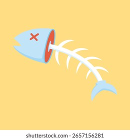 Fish Skeleton Simple flat illustration, minimalist design vector