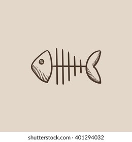 Fish skeleton sketch icon.