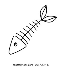 Fish skeleton sketch icon. Vector illustration isolated on white.