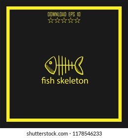 fish skeleton sketch vector icon