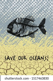 Fish skeleton as a symbol of danger threatening the oceans