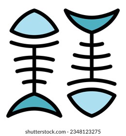 Fish skeleton toy icon outline vector. Pet care. Animal accessories color flat