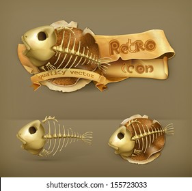 Fish skeleton vector icon