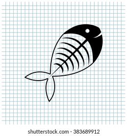 fish skeleton vector icon