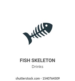 Fish skeleton vector icon on white background. Flat vector fish skeleton icon symbol sign from modern drinks collection for mobile concept and web apps design.