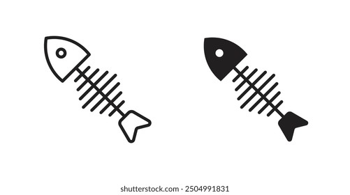 Fish skeleton vector icon in solid and outline style