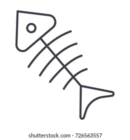 fish skeleton  vector line icon, sign, illustration on background, editable strokes