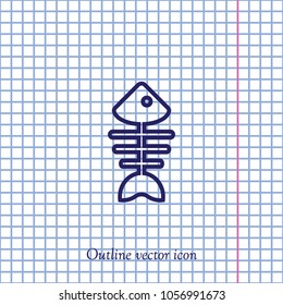 Fish skeleton, vector outline icon