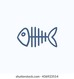 Fish skeleton vector sketch icon isolated on background. Hand drawn Fish skeleton icon. Fish skeleton sketch icon for infographic, website or app.