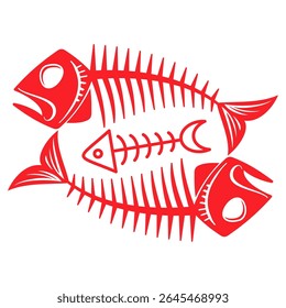 ilustração da imagem da tatuagem do vetor do esqueleto de peixe	