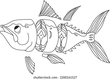 Fish Skeleton, vintage engraved illustration.
