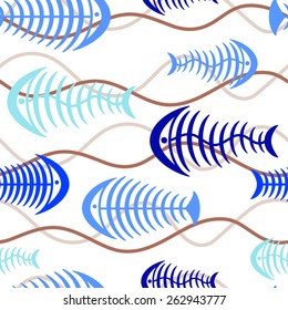 Fish skeletons seamless pattern.