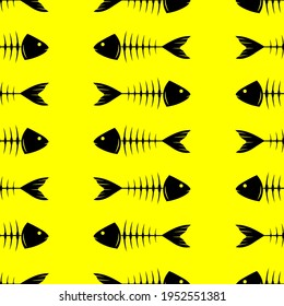 fish skeletons, seamless pattern, vector illustration