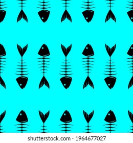 Fish skeletons, seamless pattern, vector illustration