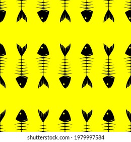 fish skeletons, seamless pattern, vector illustration