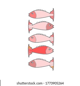 Fish sketch collection. Hand drawn vector illustration. School of fish vector illustration. Food menu illustration. Hand drawn fish set. Engraved style. Sea and river fish
