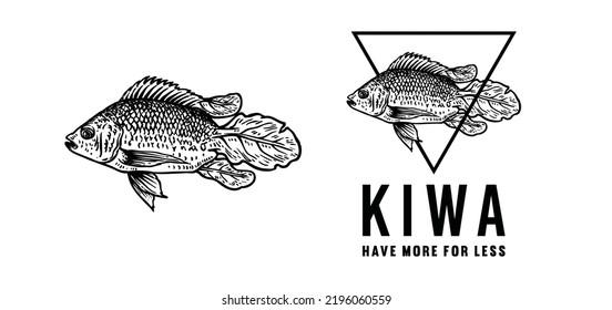 Fish sketch Hand drawn vector illustration. Sea and river fish Concept Logo Vector