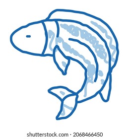fish sketch icon vector. Hand drawn blue doodle line art fish sign. isolated symbol illustration