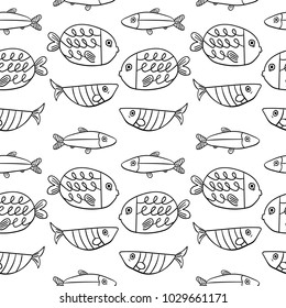 Fish Sketch Seamless Background
