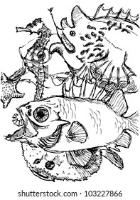 Fish sketch in vector