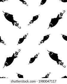 Fish Skewer Icon Seamless Pattern, Grilling Fish On Skewer Vector Art Illustration