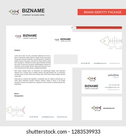 Fish skull Business Letterhead, Envelope and visiting Card Design vector template