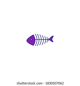 Fish skull icon. Halloween icon. Simple, flat, outline, color. Filled color icon.