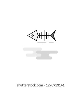 Fish skull Web Icon. Flat Line Filled Gray Icon Vector