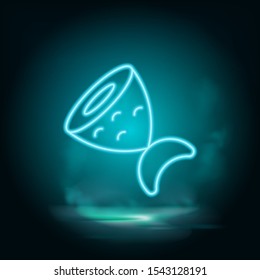 Fish, sliced fish vector neon icon. Food blue neon illustration. Fish, sliced fish vector neon icon