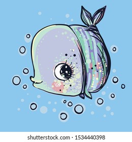 fish. Smiling cute isolated on white