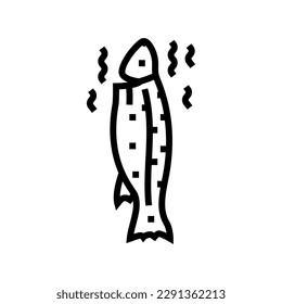 fish smoked line icon vector. fish smoked sign. isolated contour symbol black illustration