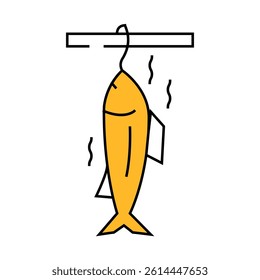 fish smoked line icon vector. fish smoked sign. isolated symbol illustration