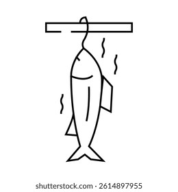 fish smoked line icon vector. fish smoked sign. isolated contour symbol black illustration