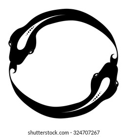 Fish or snake tattoo. Infinity symbol. Isolated on white background