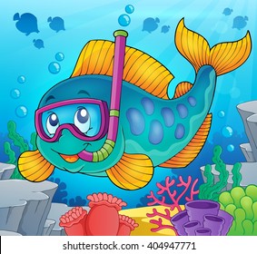 Fish snorkel diver theme image 2 - eps10 vector illustration.