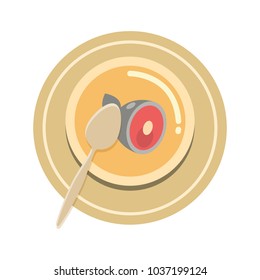 fish soup icon over white background vector illustration