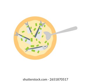 Fish soup top view isolated. Fish soup in plate