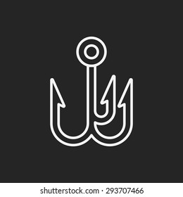 Fish spear line icon