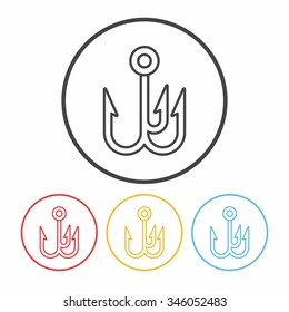 Fish spear line icon