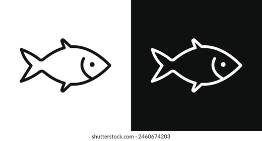 Fish Species Icon Set. Seafood Tuna or Salmon Vector Symbol.