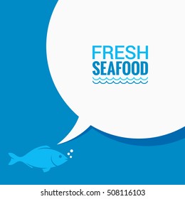 Fish Speech Bubble Says Fresh Food Design Background