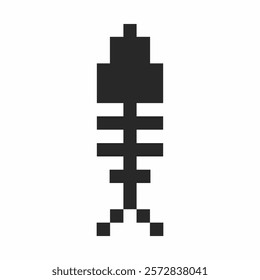 fish spine pixel vector. white background. black and white.