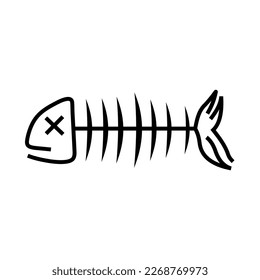 fish spine vector, black and white.