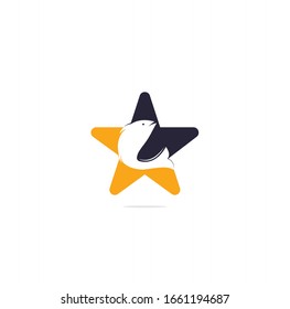 Fish star shape concept vector logo design. Fishing logo concept.	