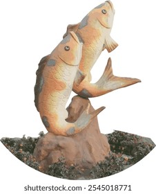 Fisch Statue Vektor ohne Hintergrund. Bunte Fisch Statue Clipart Illustration. 