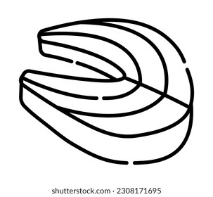 Fish steak black and white vector line icon