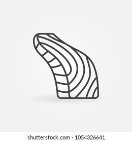 Fish steak concept vector outline icon. Salmon fish slice symbol or design element
